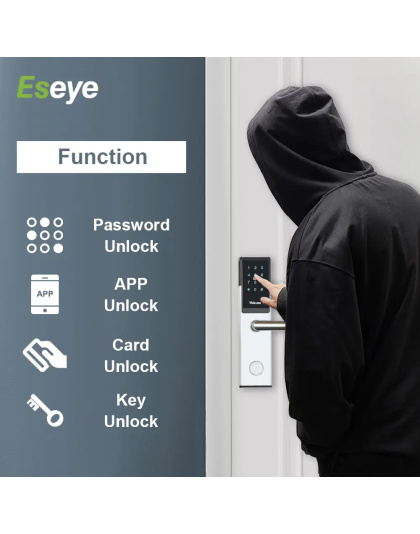 Smart Stainless Steel Hotel Door Lock – Card, Key &amp; App Unlock