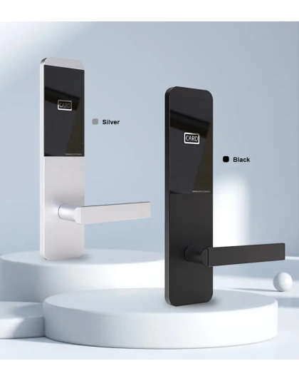Smart Hotel Door Lock – Black/Silver with App, Key &amp; Card Unlock (EY-H2021TT)