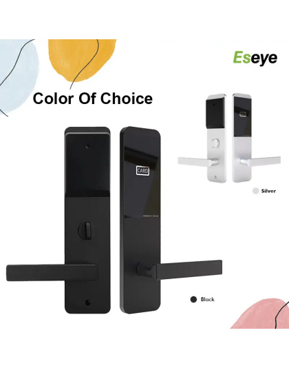 Smart Hotel Door Lock – Black/Silver with App, Key &amp; Card Unlock (EY-H2021TT)